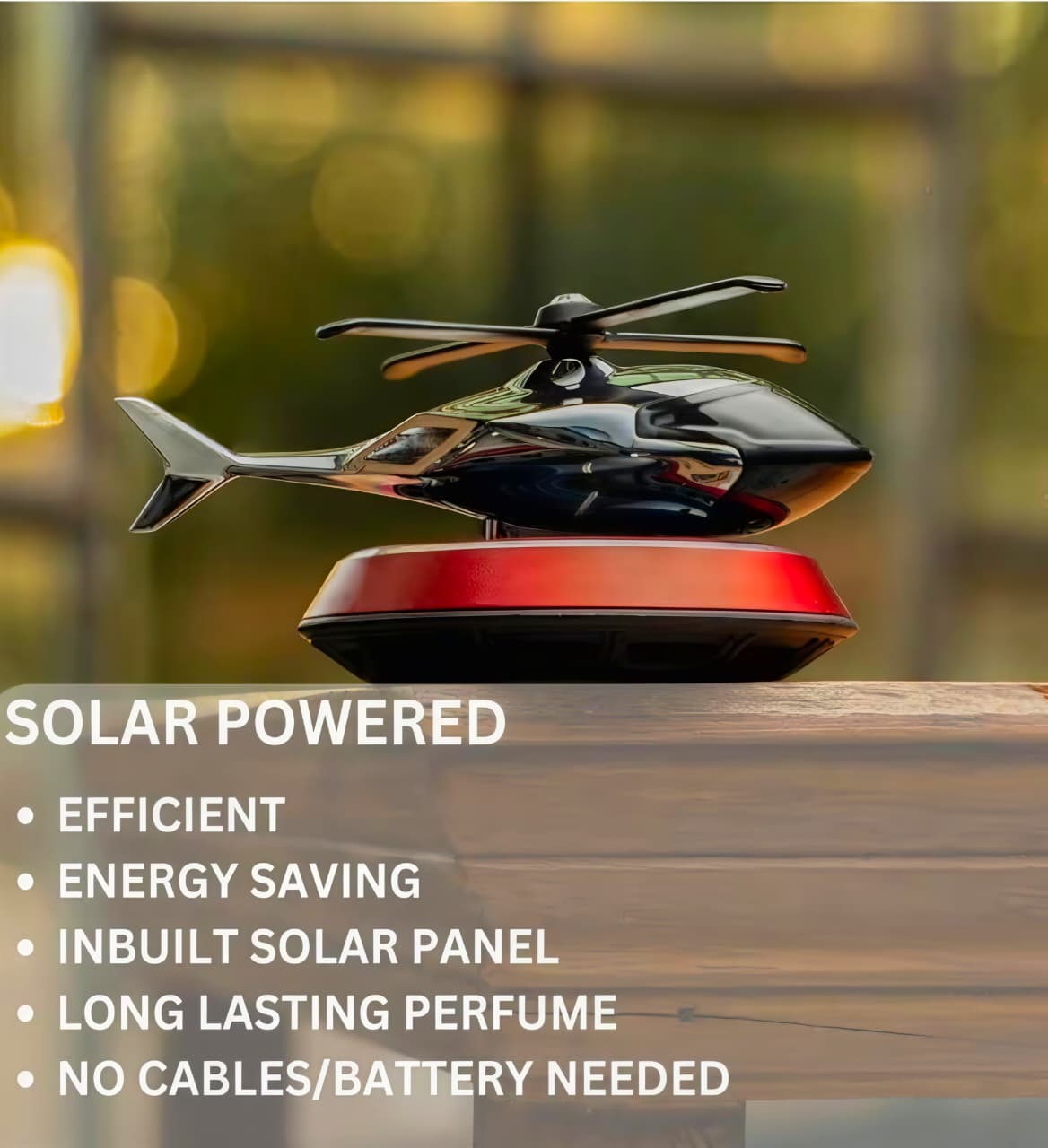 Premium Solar-Powered Helicopter Car Air Freshener & Car Perfume Diffuser | Auto-Rotating Fan & Organic Fragrance | Car Perfumes for Dashboard Gift