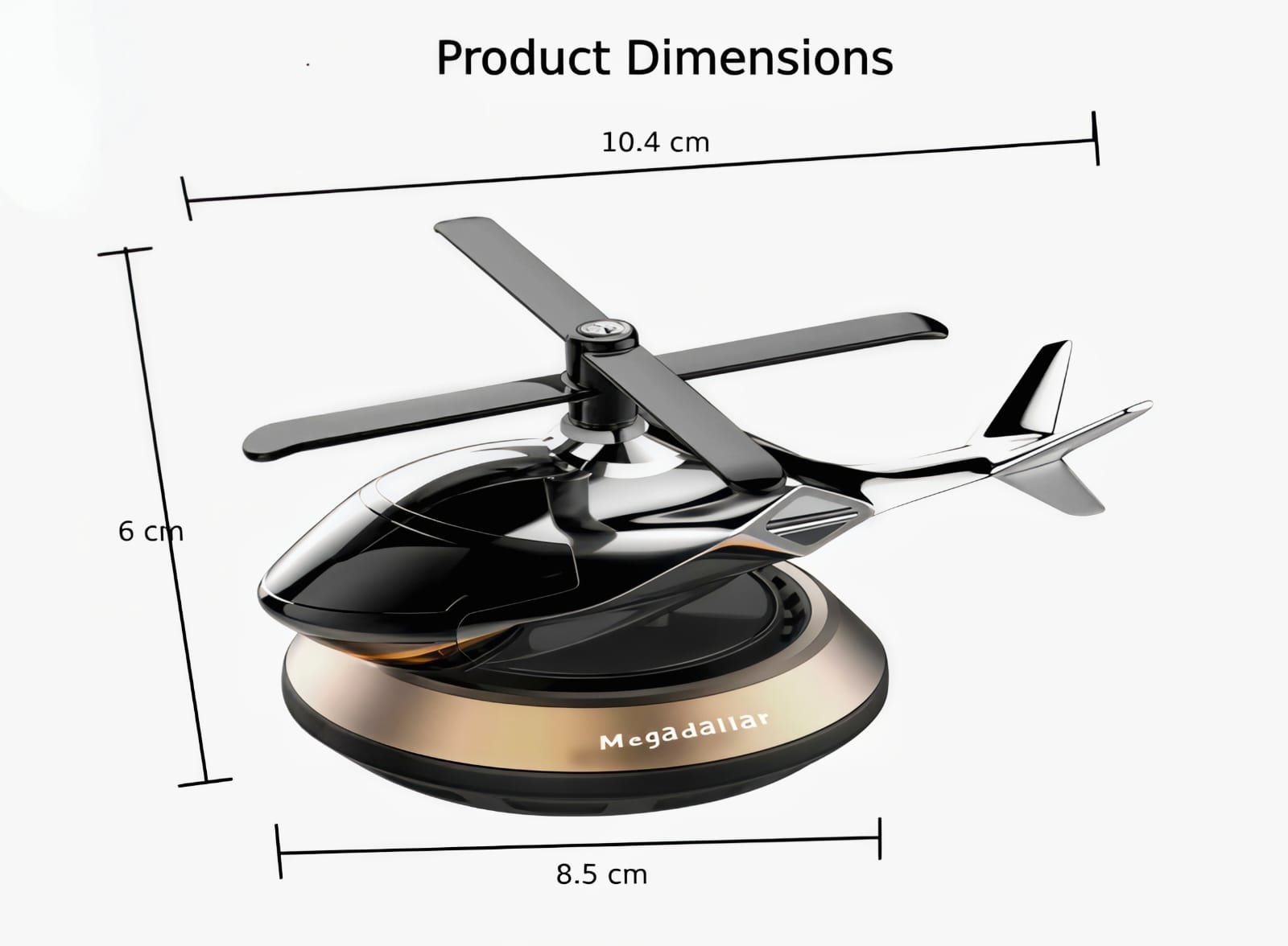 Premium Solar-Powered Helicopter Car Air Freshener & Car Perfume Diffuser | Auto-Rotating Fan & Organic Fragrance | Car Perfumes for Dashboard Gift