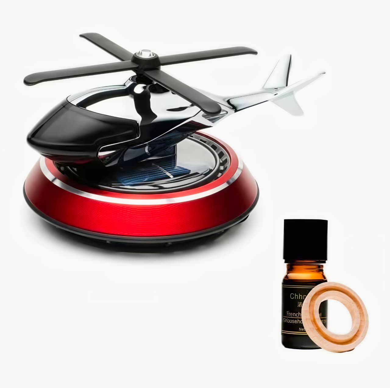 Premium Solar-Powered Helicopter Car Air Freshener & Car Perfume Diffuser | Auto-Rotating Fan & Organic Fragrance | Car Perfumes for Dashboard Gift