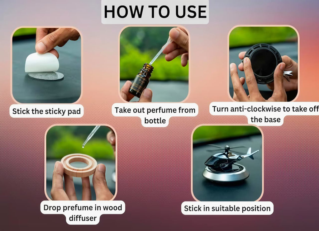 Premium Solar-Powered Helicopter Car Air Freshener & Car Perfume Diffuser | Auto-Rotating Fan & Organic Fragrance | Car Perfumes for Dashboard Gift